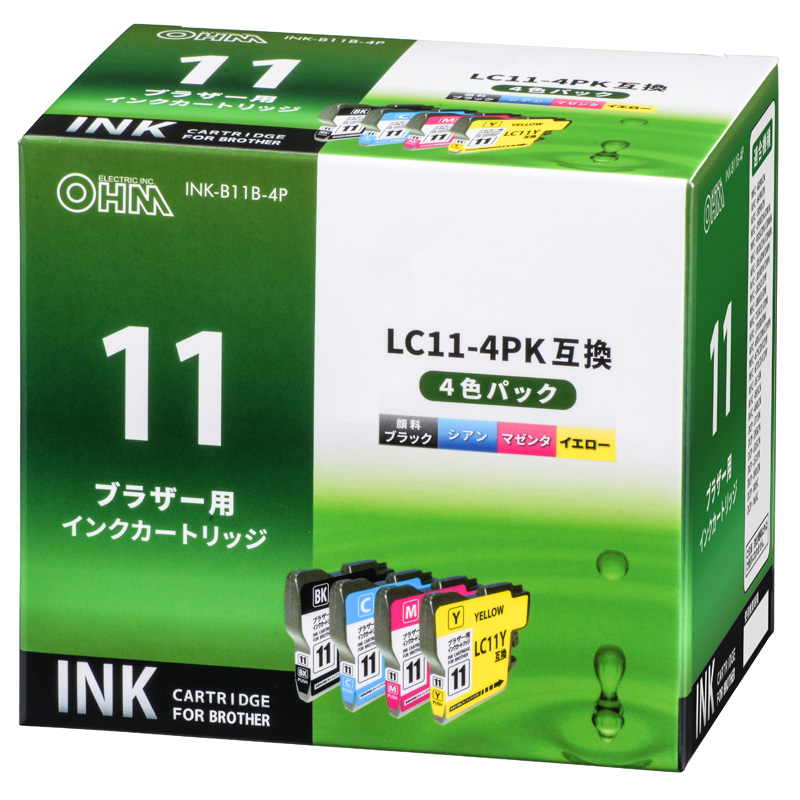 ブラザー互換 LC11-4PK 染料4色 [品番]01-4172｜株式会社オーム電機