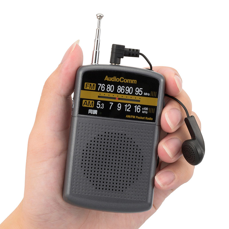 特別価格 オーム電機 AM FM ポケットラジオ RAD-P135N-H グレー