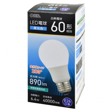 LED電球 E26 60形相当 昼光色 [品番]06-5459