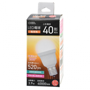 LED電球小形 E17 40形相当 電球色 [品番]06-5472